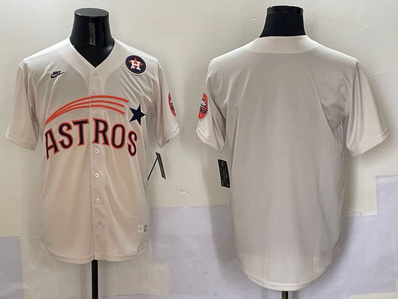 Men Houston Astros Blank Cream Five generations Joint Name 2025 Nike MLB Jersey style 4->houston astros->MLB Jersey